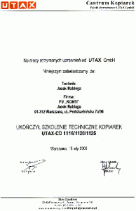 Certyfikat UTAX 2005