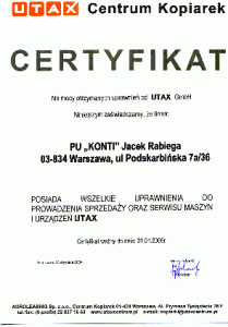 Certyfikat UTAX 2006