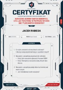 Certyfikat NARUSZENIE DANYCH OSOBOWYCH-SECURAK_PL